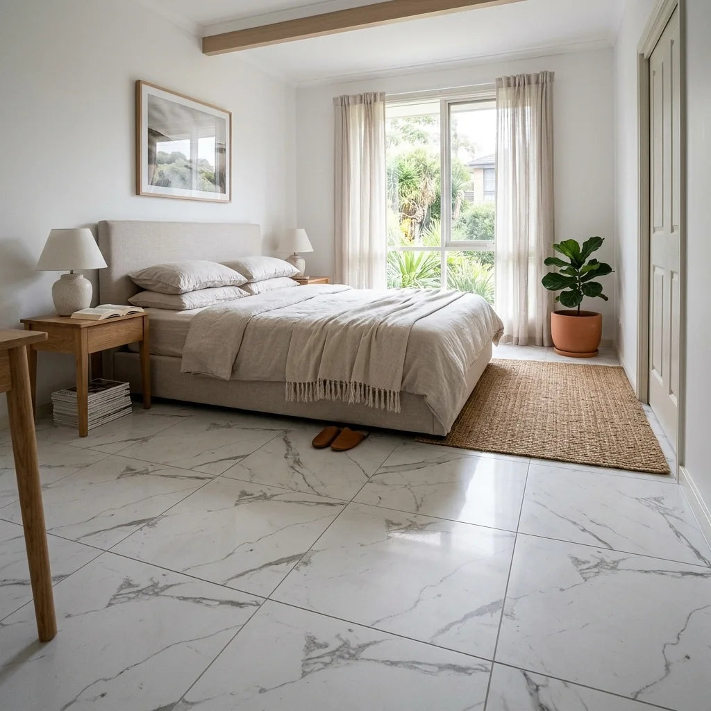 BT3402 VENETO CARRARA 600X600 POLISHED — bedroom