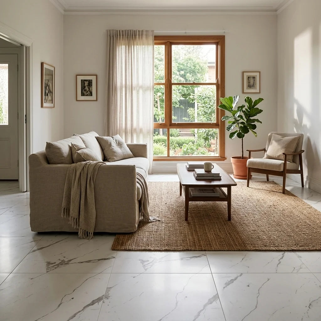 BT3402 VENETO CARRARA 600X600 POLISHED — living room