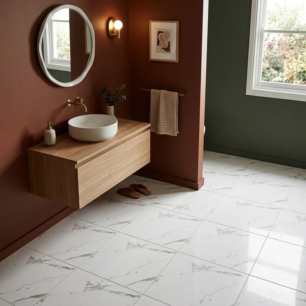 BT3402 VENETO CARRARA 600X600 POLISHED — powder room