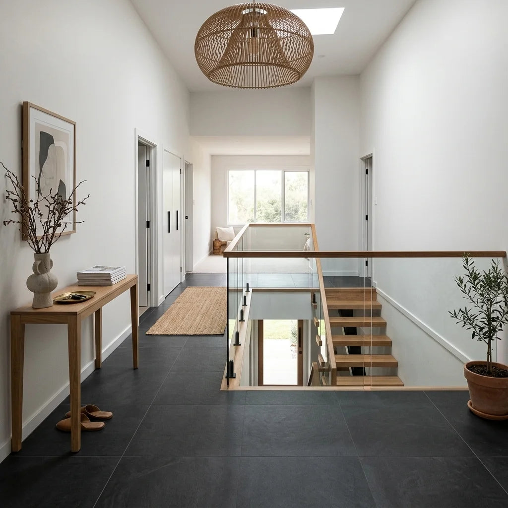BT3417 KENSEY CHARCOAL 600X600 MATT — stair landing