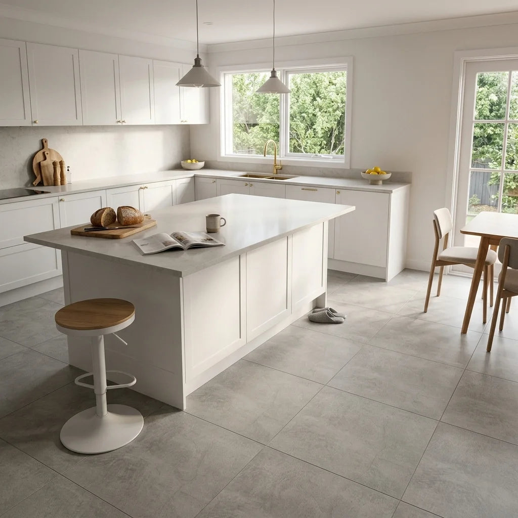 BT3418 KENSEY GREY 600X600 MATT — open-plan kitchen