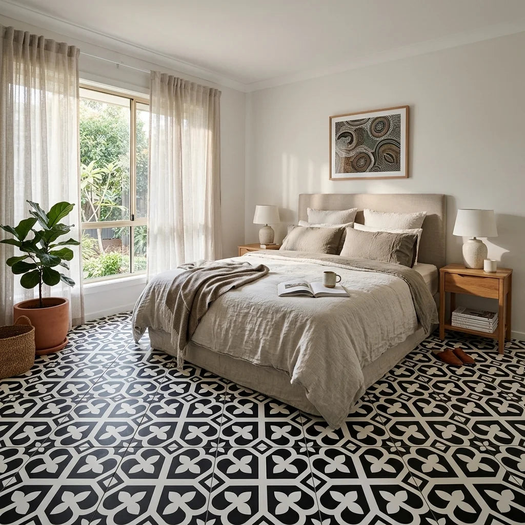 BT3426 ASTER LOTUS BLACK 200X200 MATT — bedroom