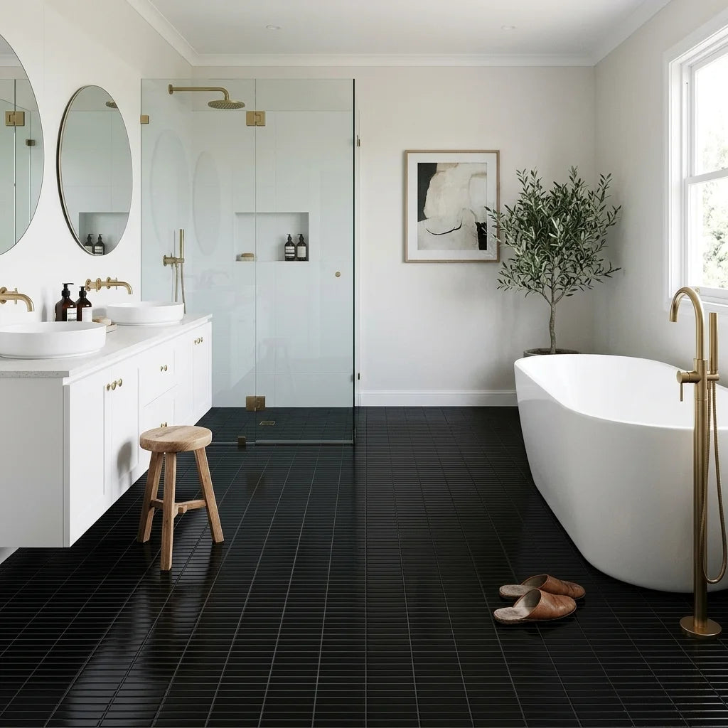 BT3436 Flat Black Mosaic GLoss — ensuite bathroom