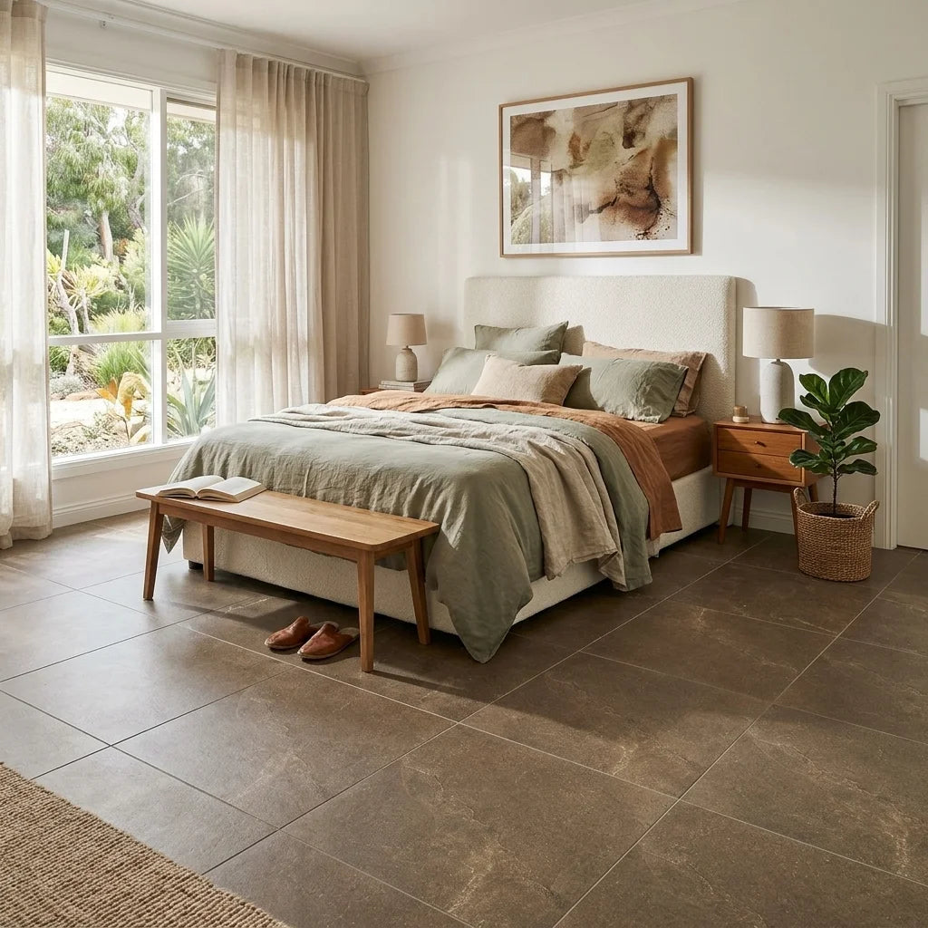 BT3443 MARINO BROWM 600X600 MATT SMOOTH GRIP — bedroom
