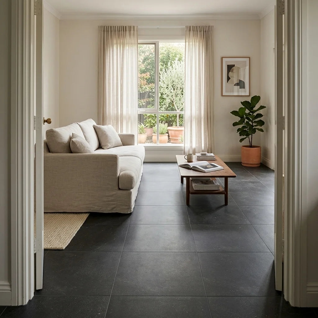 BT3445 MARINO CHARCOAL 600X600 MATT SMOOTH GRIP — living room