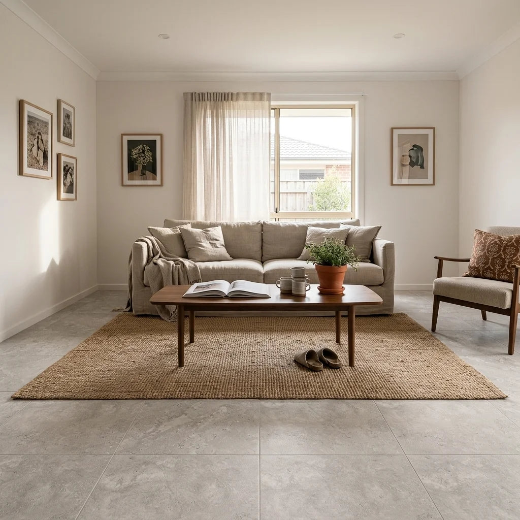 BT3452 CROSS LIGHT GREY 600X600 MATT SMOOTHGRIP — living room