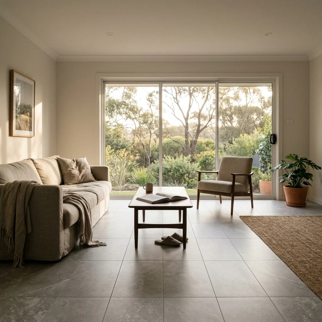 BT541 TRAVERTINE SILVER 600X600 MATT — living room