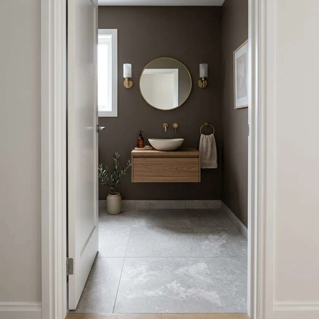 BT541 TRAVERTINE SILVER 600X600 MATT — powder room