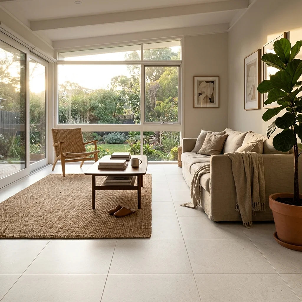 BT547 NORA WHITE 600X600 MATT — living room