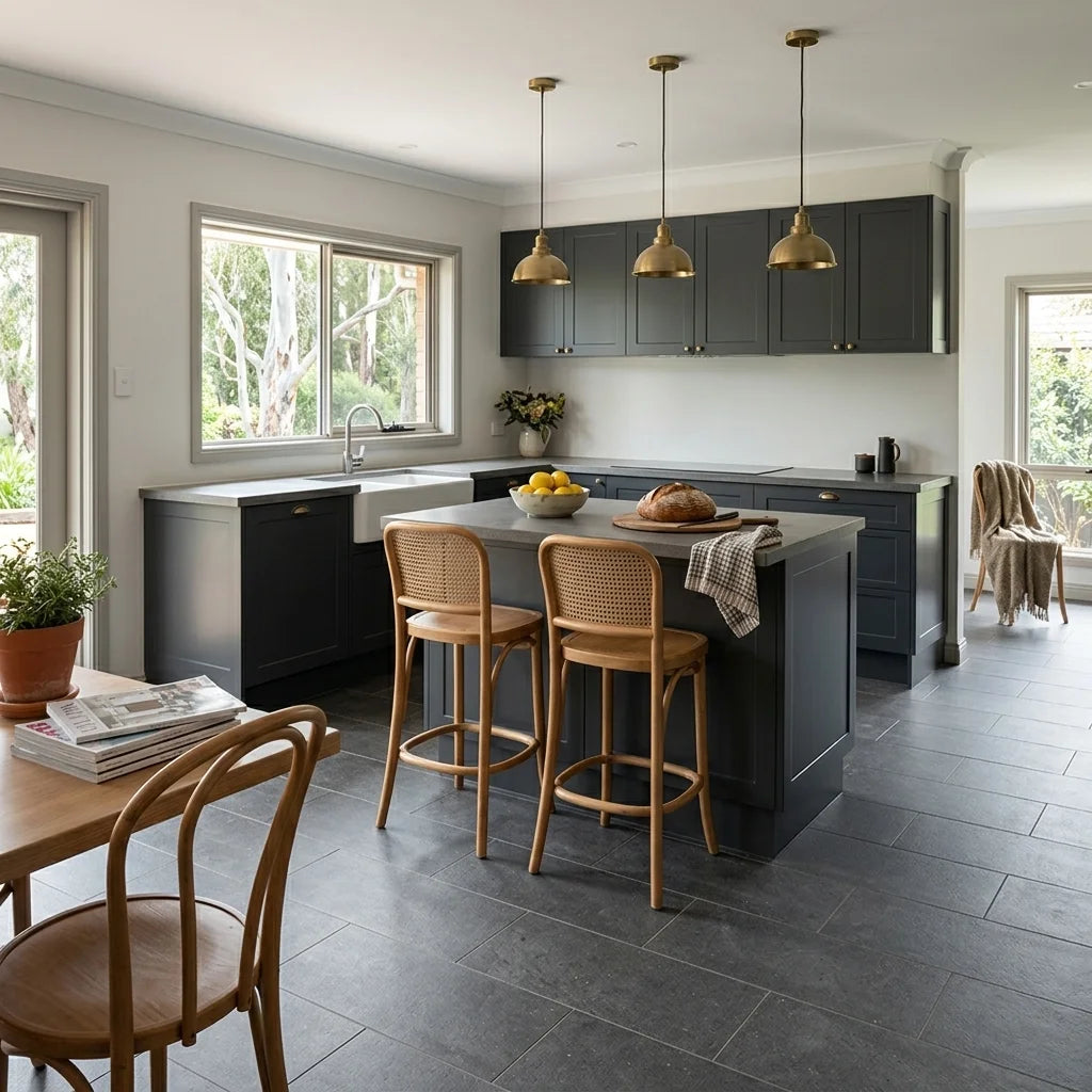 BT550-3 NORA ANTRACITA 300X600 MATT — open-plan kitchen