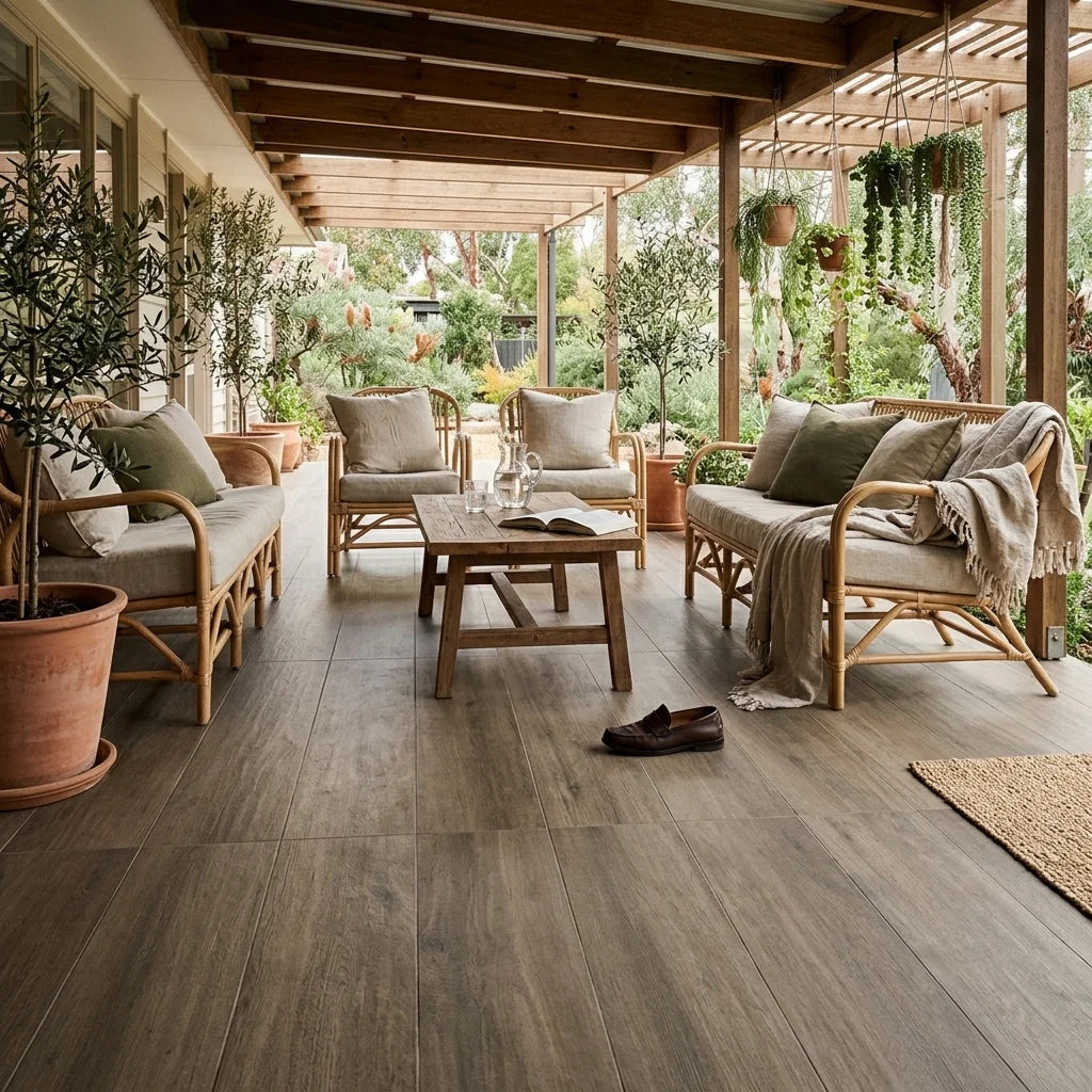 BT554 FIREWOOD WALNUT 1200X200 MATT — covered patio