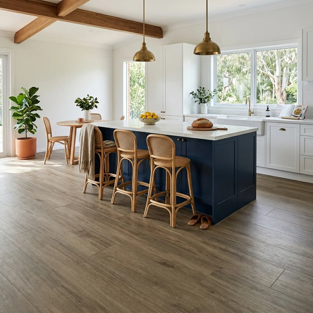 BT554 FIREWOOD WALNUT 1200X200 MATT — open-plan kitchen