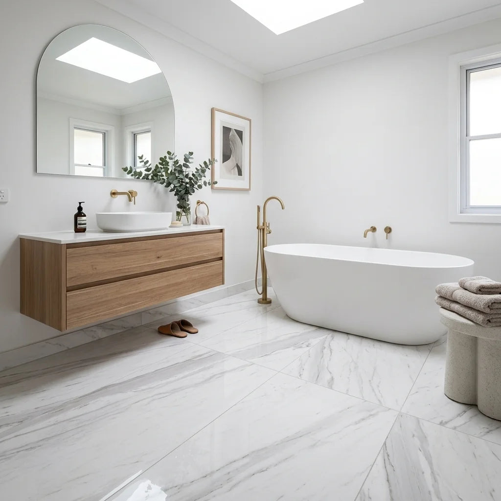 BT555 MYSTERY WHITE 1200X600 POLISHED — main bathroom
