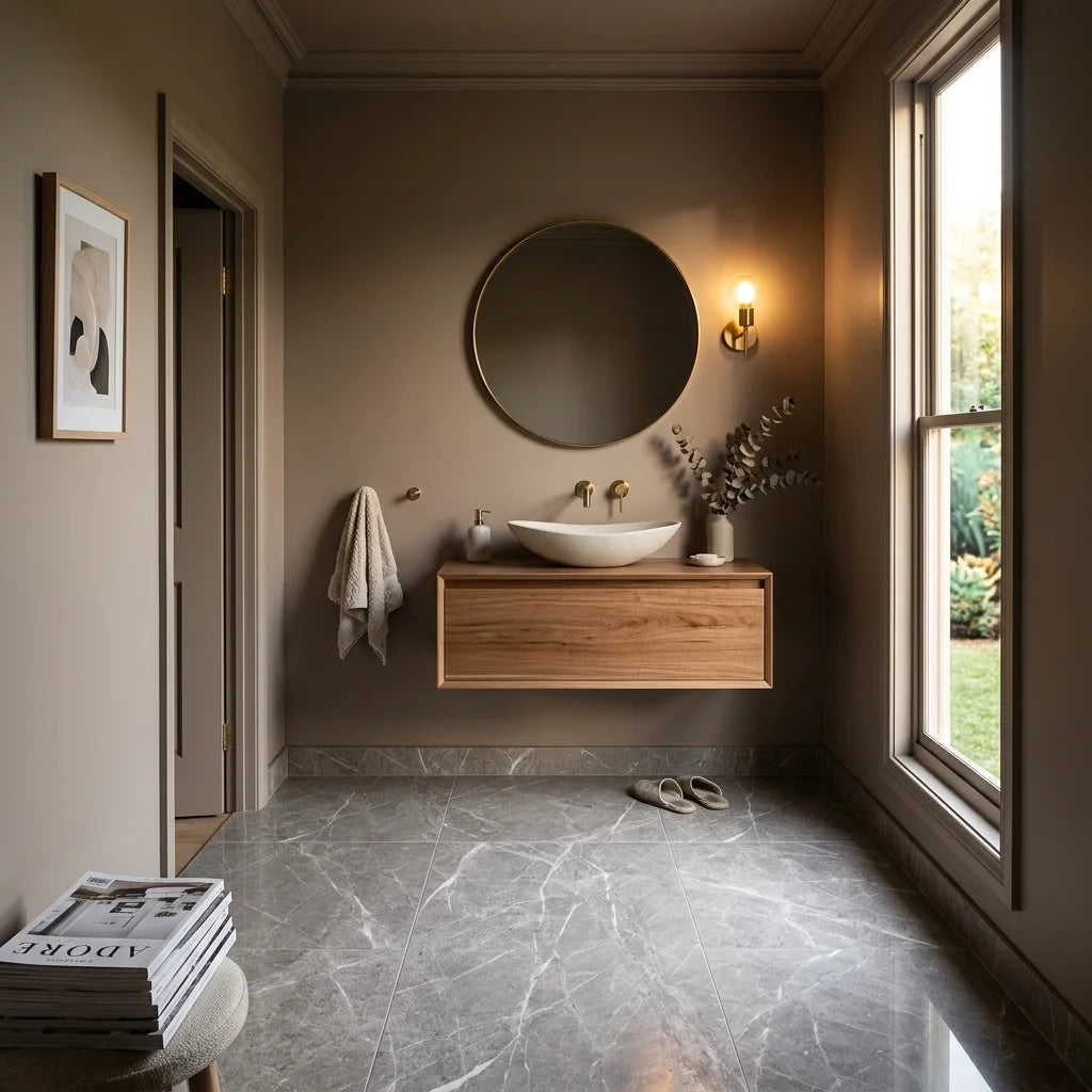 BT572 STONE POLISH D GREY 600X600 POLISHED — powder room