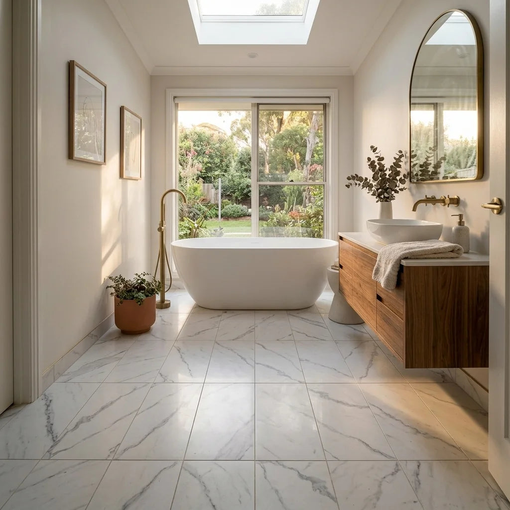 BT573-3 STONE POLISH CARRARA 300X600 POLISHED — main bathroom