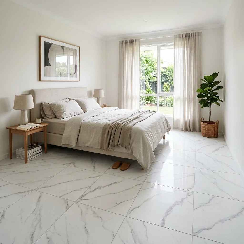BT573 STONE POLISH CARRARA 600X600 POLISHED — bedroom