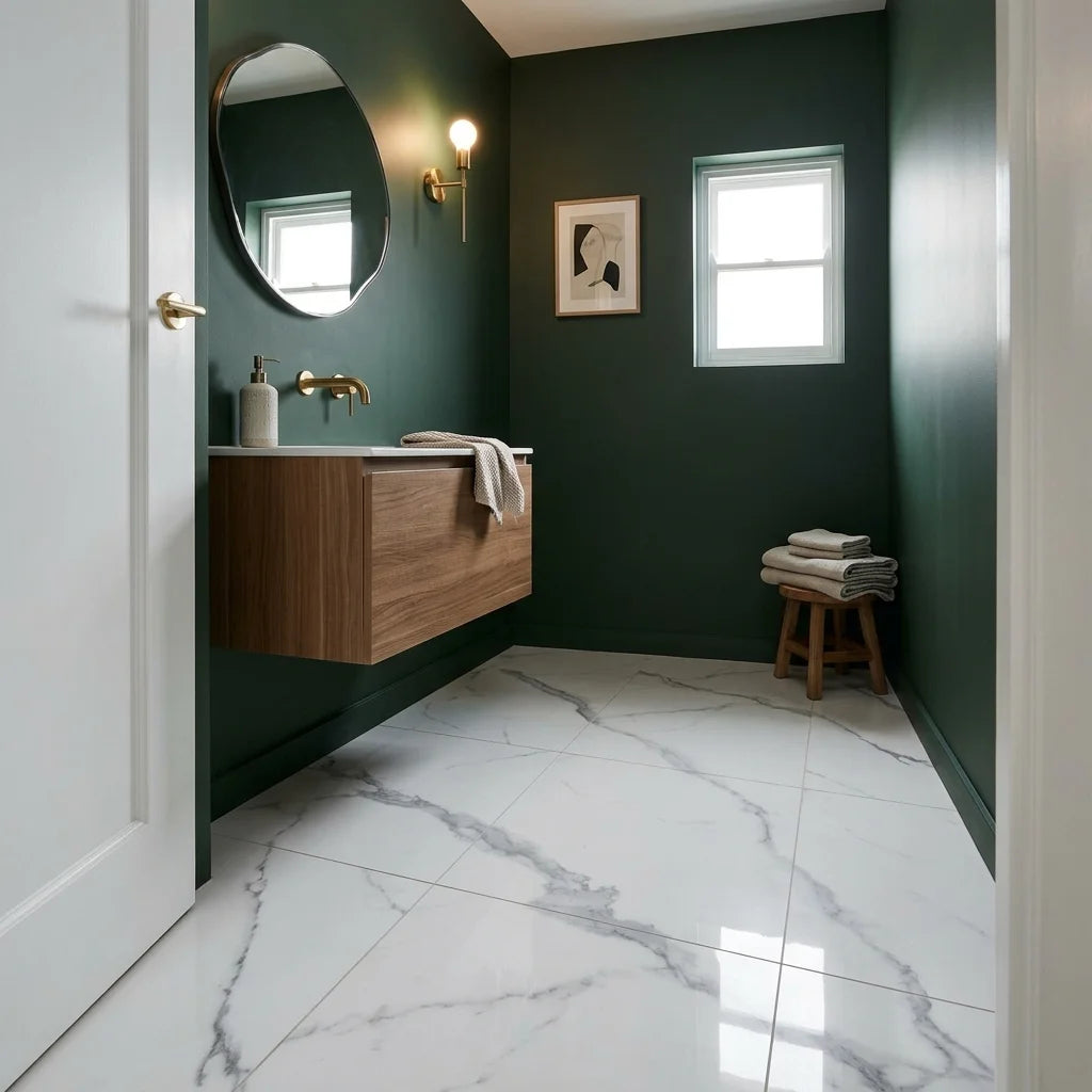 BT573 STONE POLISH CARRARA 600X600 POLISHED — powder room
