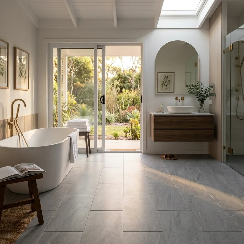BT574-3 STONE M GREY 300X600 POLISHED — main bathroom