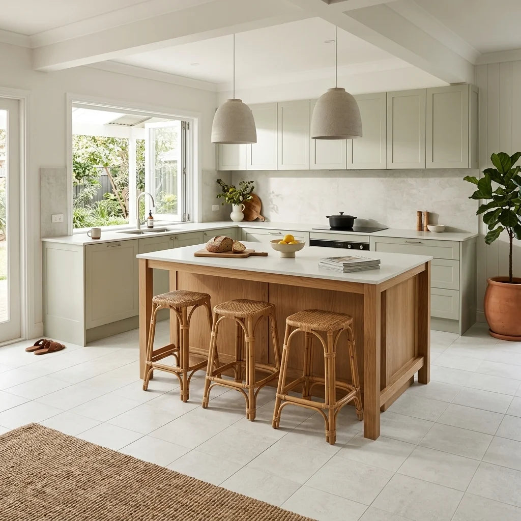 BT615-3 BETA WHITE 300X600 MATT — open-plan kitchen