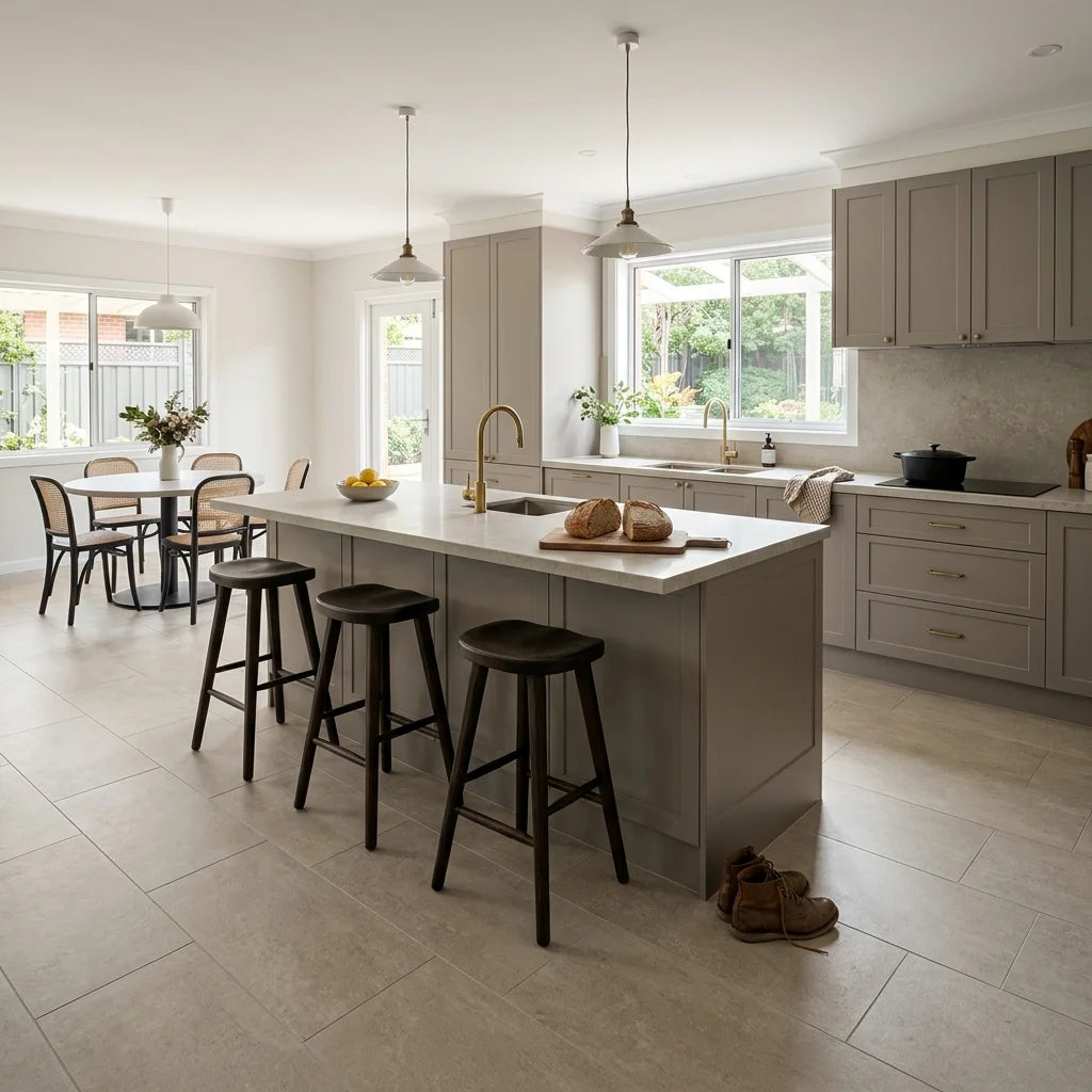 BT616-3 BETA BEIGE 300X600 MATT — open-plan kitchen
