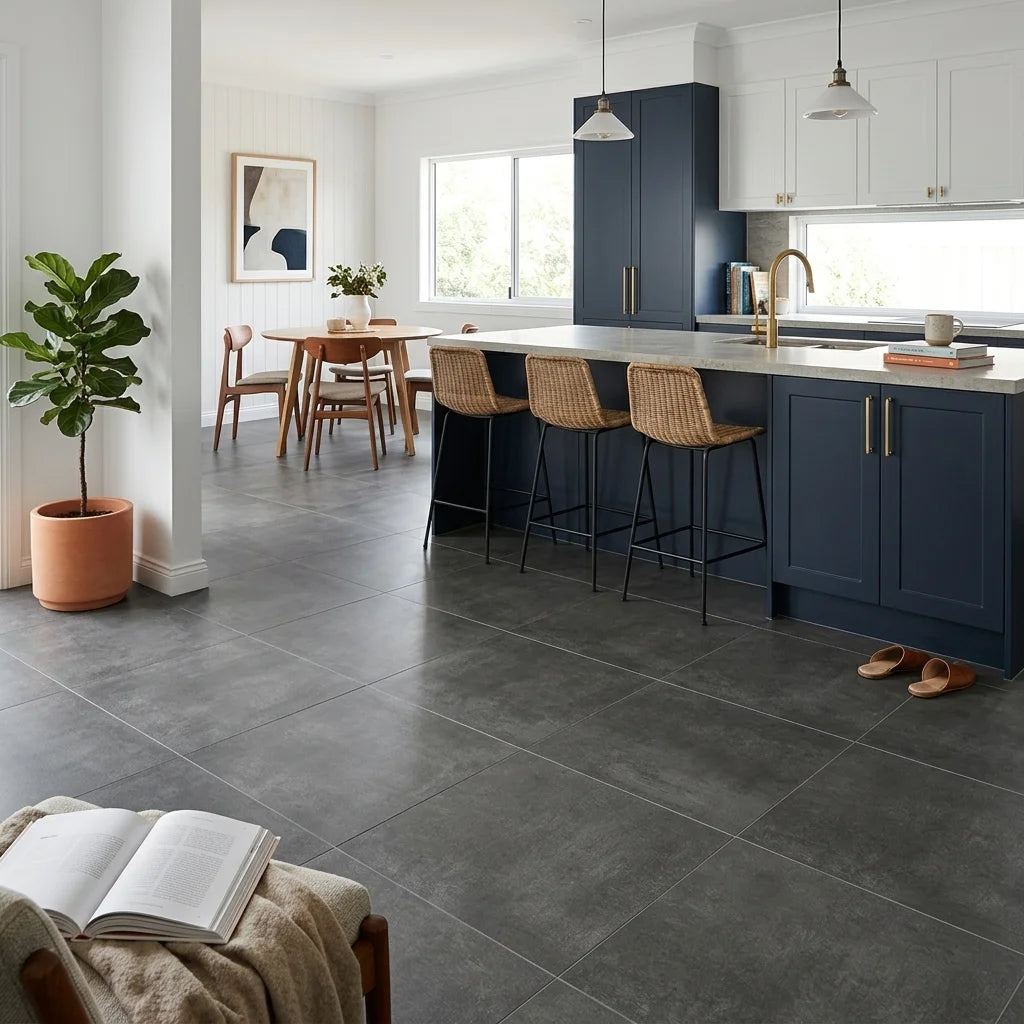 BT618 BETA BLACK 600X600 MATT — open-plan kitchen
