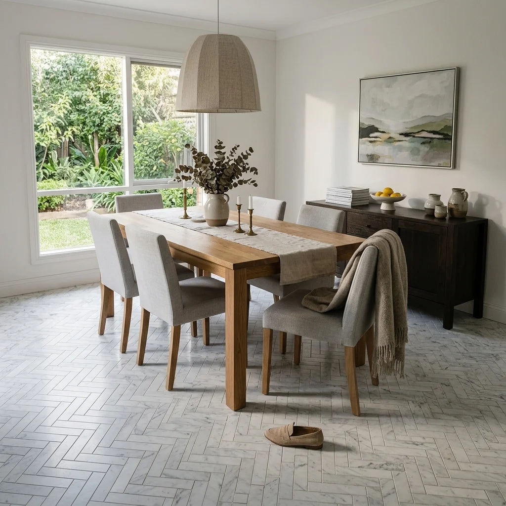 BT620 CALACUTTA LONG HERRINGBONE — dining room