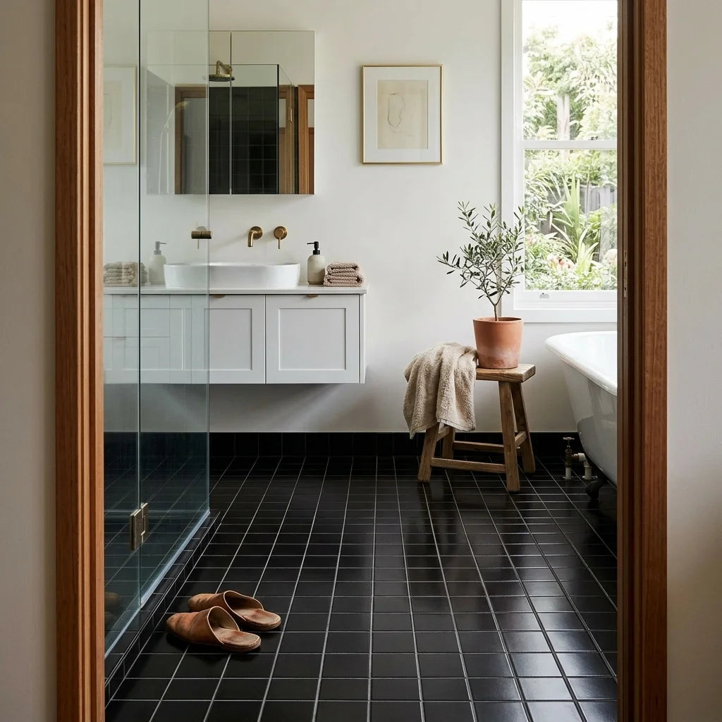 BT632 BLACK SMALL SQUARE SATIN — ensuite bathroom