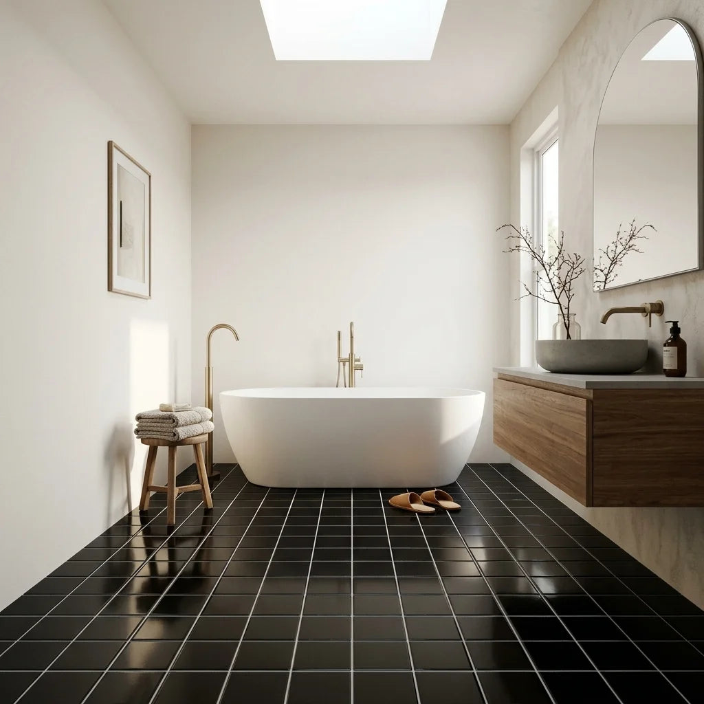 BT632 BLACK SMALL SQUARE SATIN — main bathroom