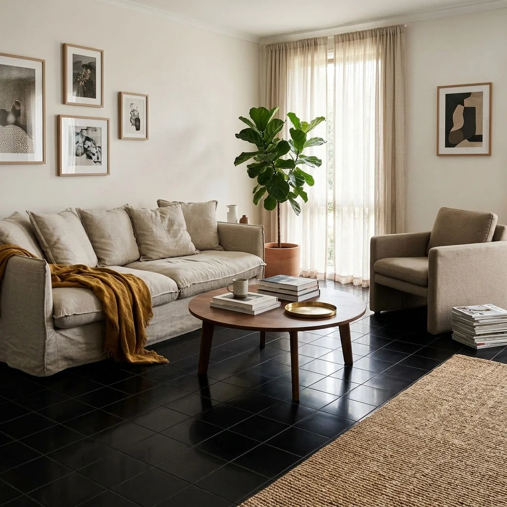 BT633 BLACK SMALL SQUARE POLISHED — living room