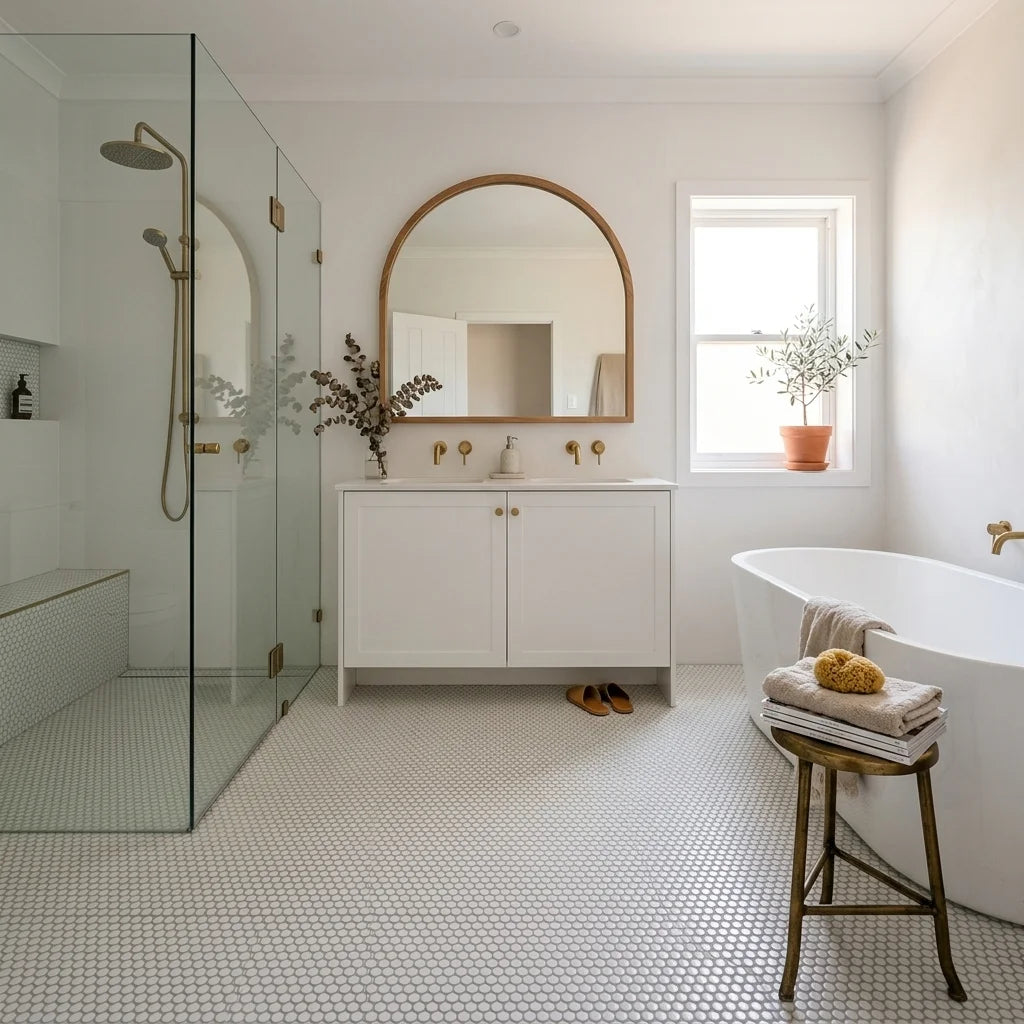 BT643 WHITE PENNY POLISHED — ensuite bathroom