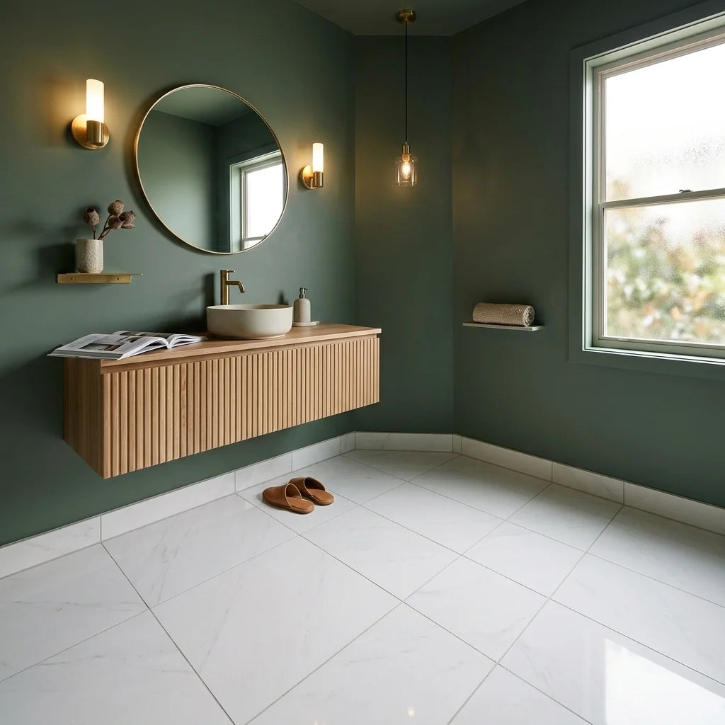BT645 WHITE SQUARE POLISHED — powder room