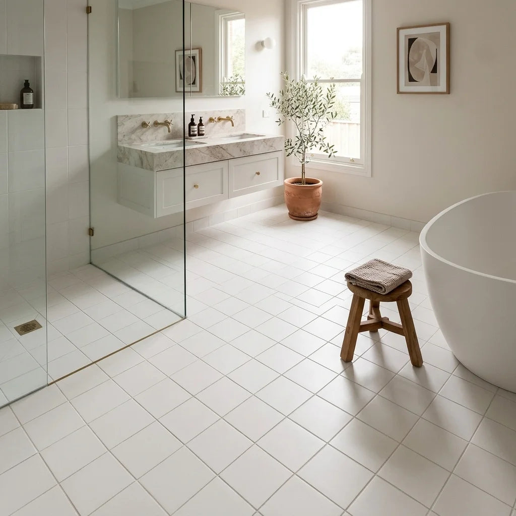 BT646 WHITE Square SATIN — ensuite bathroom