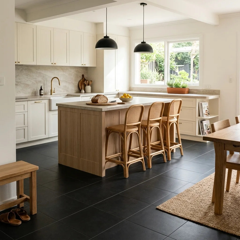 BT647 BLACK Square Matt — open-plan kitchen
