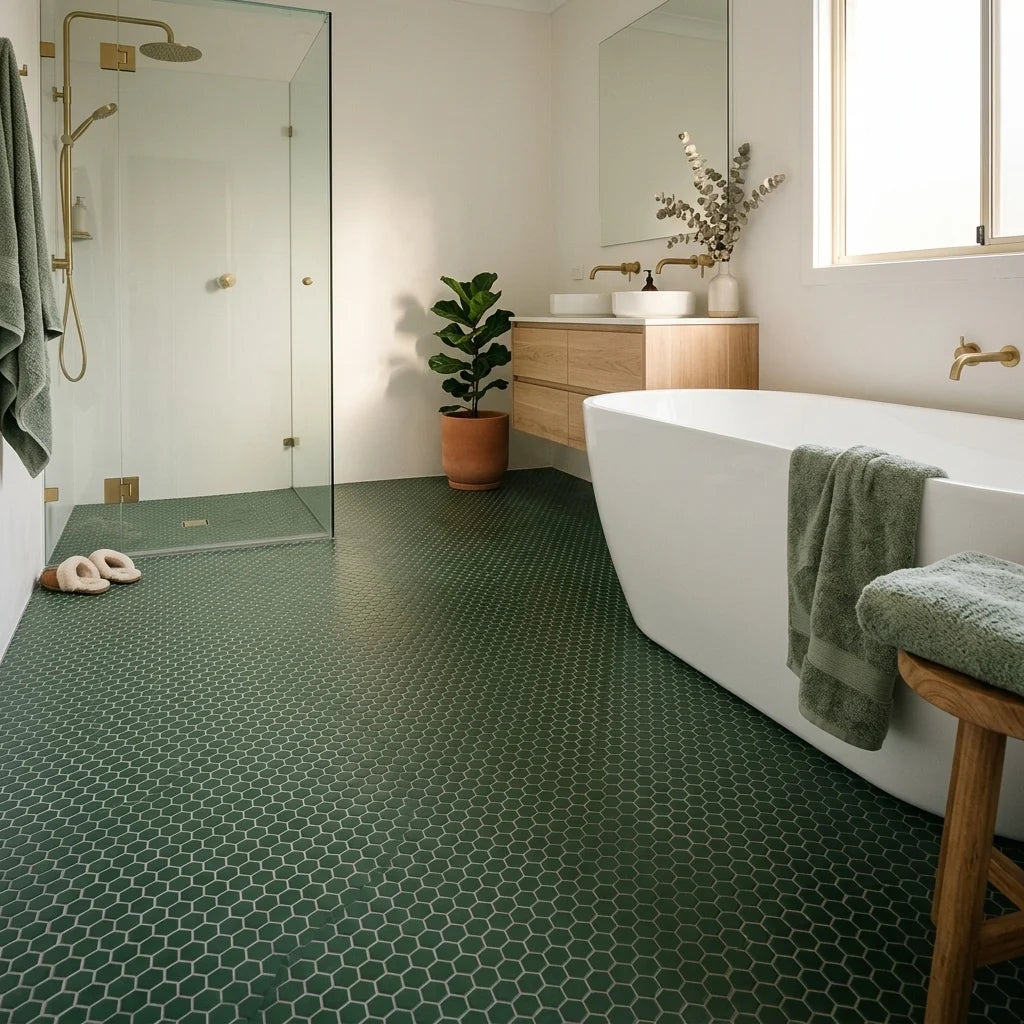 BT663 CLARA GREEN MATT — ensuite bathroom