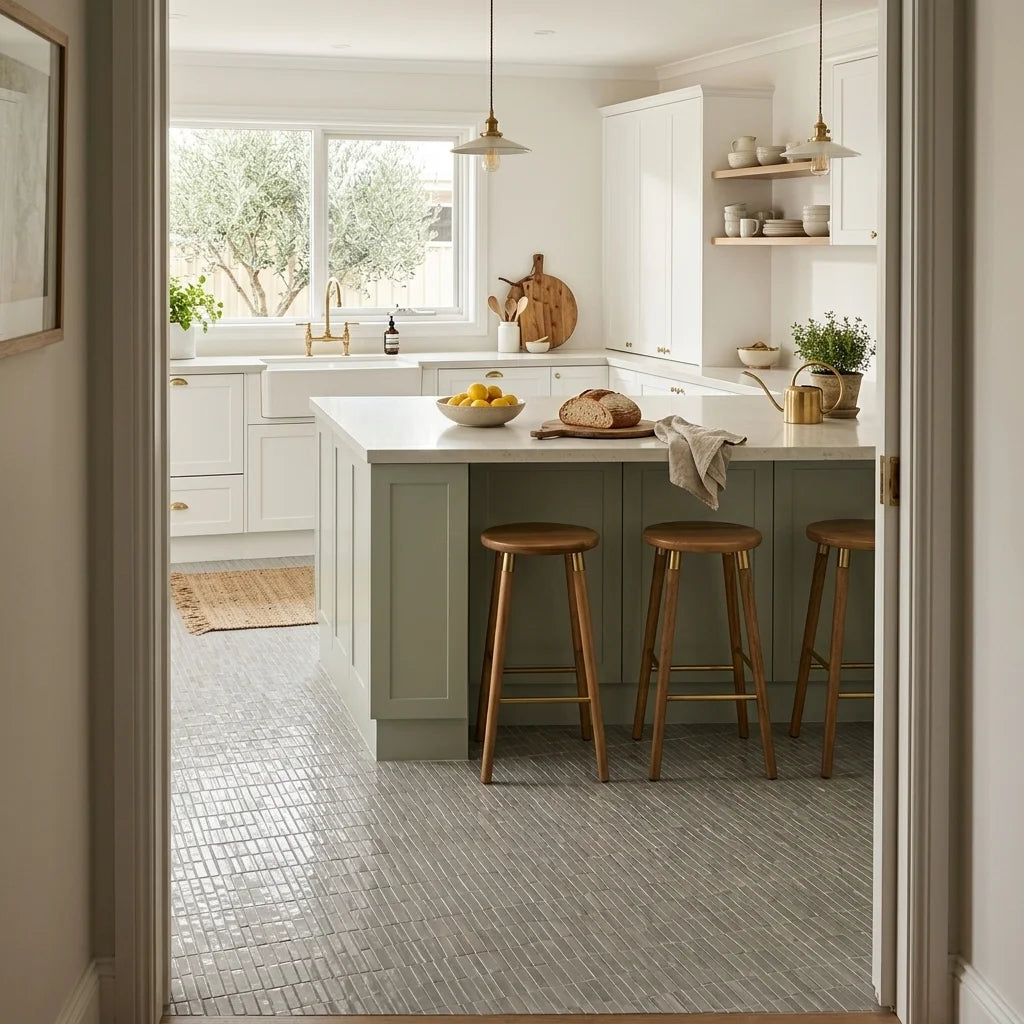 BT675 CLARA GREY MATT — open-plan kitchen