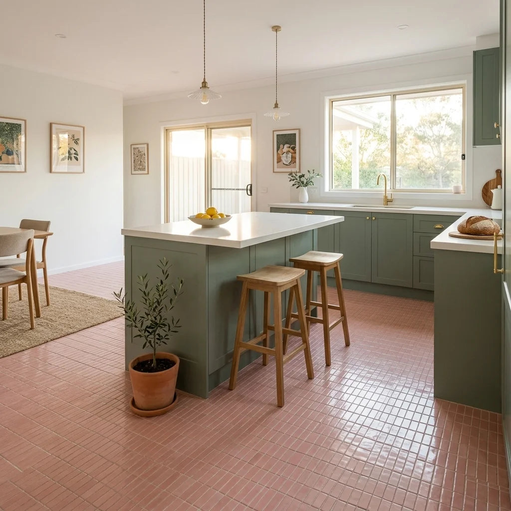 BT678 CLARA PINK GLOSS — open-plan kitchen