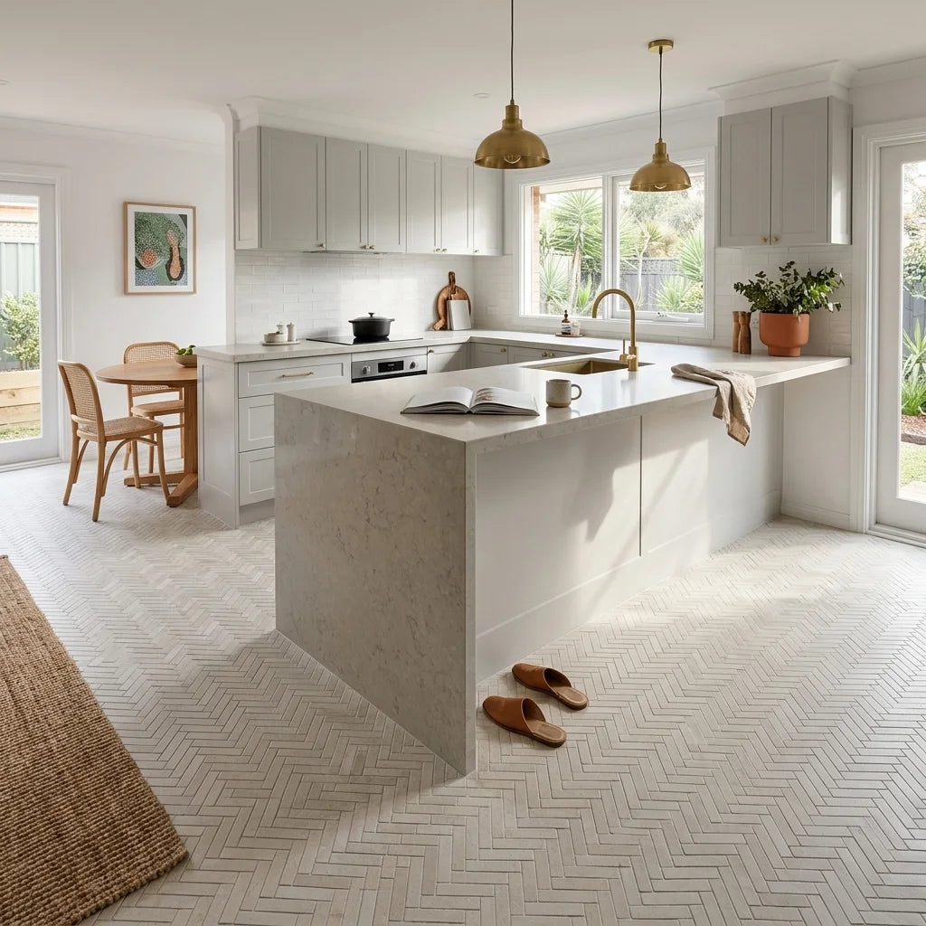 BT683 CLARA WHITE MATT — open-plan kitchen