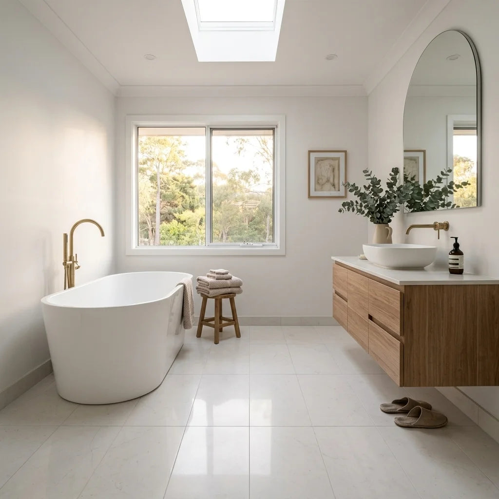 BT707 ASPIRE WHITE 600X600 POLISHED — main bathroom