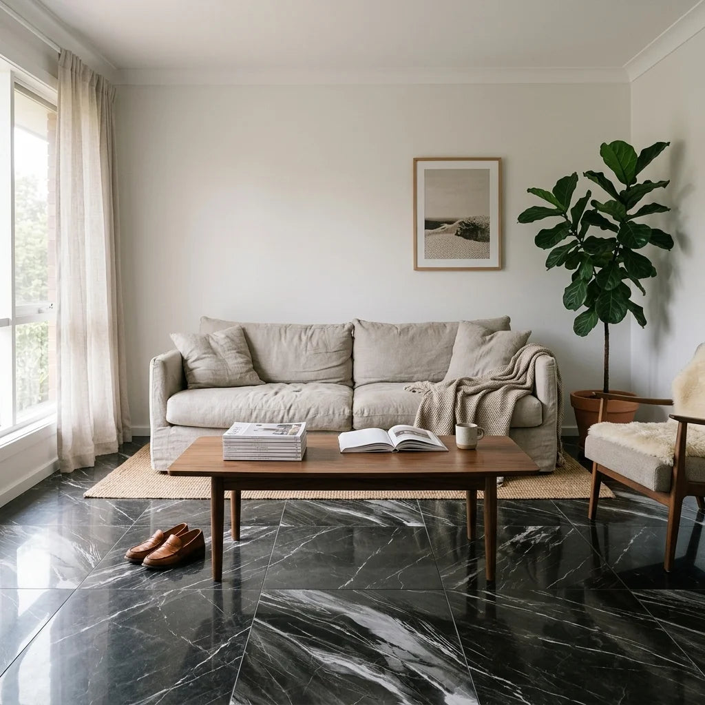 BT759 BLACK MARBLE 600X600 POLISHED — living room