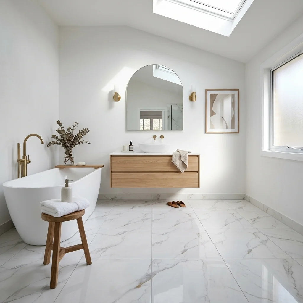 BT820 CALCUTTA MARBLE POLISH 600X600MM — main bathroom