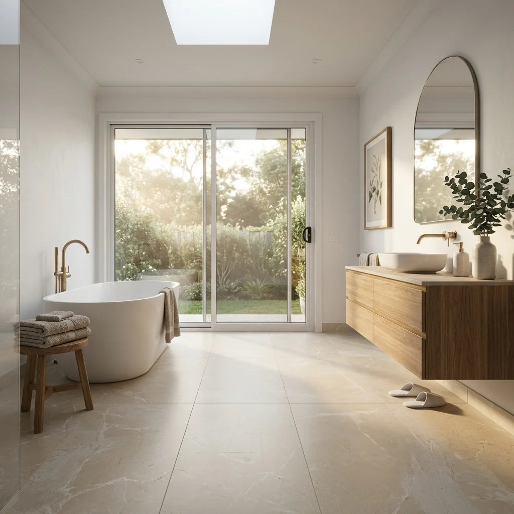BT829 Moonstone Marble Beige 600X1200MM — main bathroom