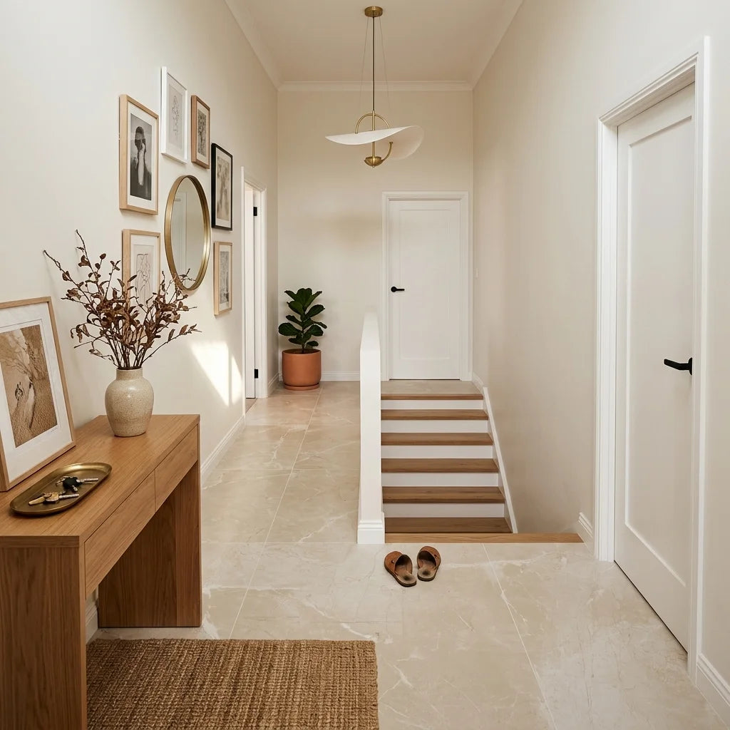 BT829 Moonstone Marble Beige 600X1200MM — stair landing