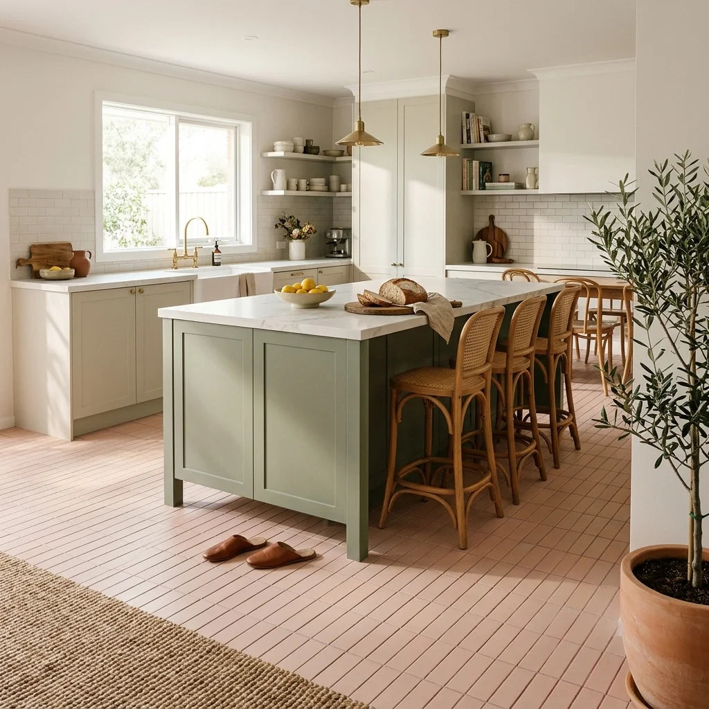 BT970 PINK PANNEL 0.29X0.29 — open-plan kitchen