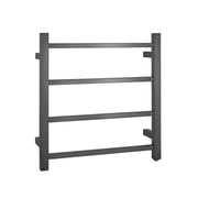 Brushed Gun Metal Grey Square Electric Heated Towel Rack 4 Bars