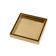 Brushed Yellow Gold Shower Grate Floor Waste Drain Smart Insert Tile 120*120mm(81.3mm Outlet)