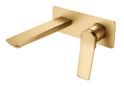 RUSHY Series Square Brushed Yellow Gold Wall Mixer with Spout(color up)(with extension)