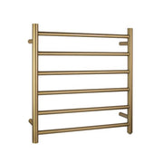 Brushed Brass Round Electric Heated Towel Rack 6 Bars