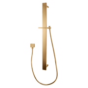Square Brushed Brass Sliding Shower Rail without handheld Shower (PVC Hose)