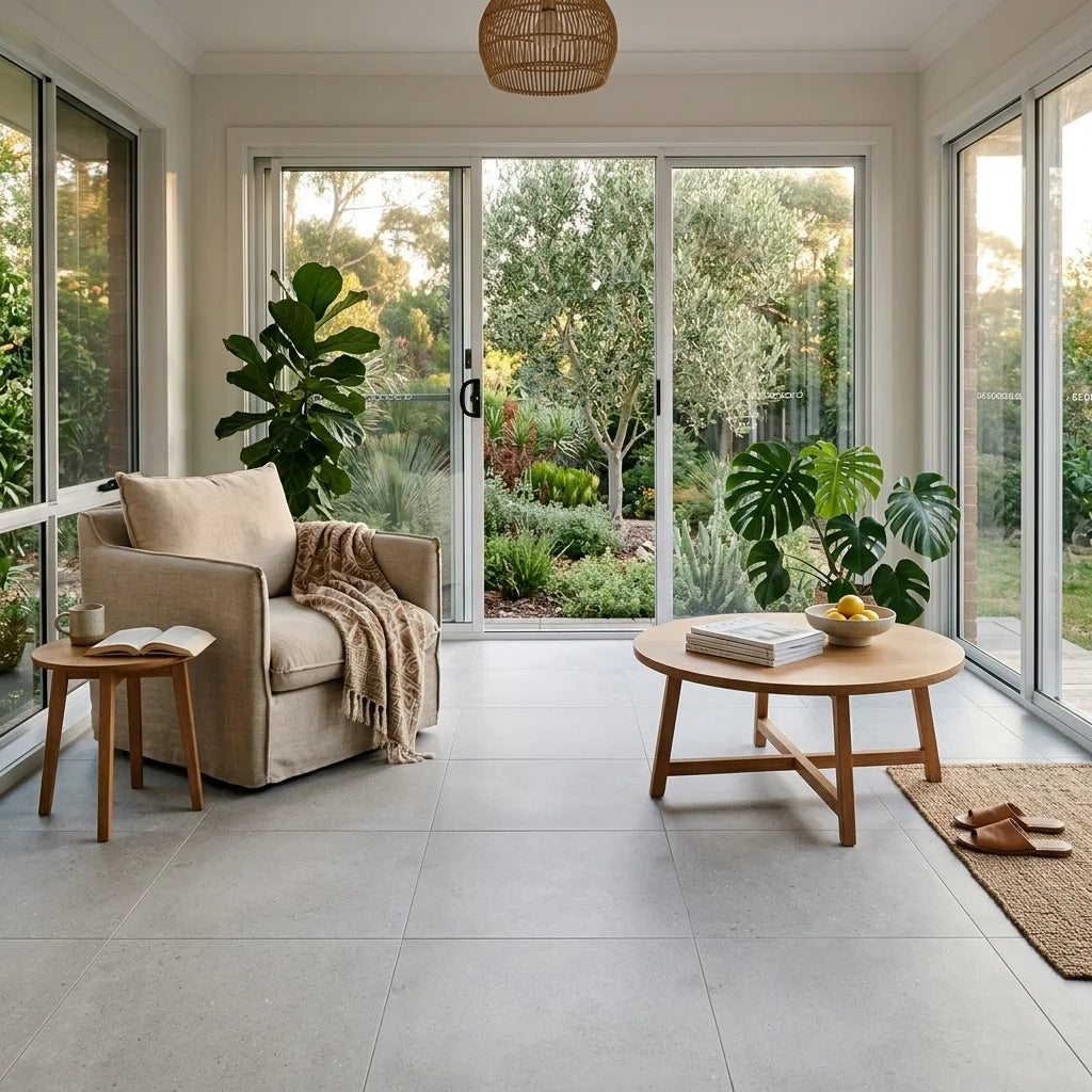 BT4027 EMPORIUM LIGHT GREY 600X600 MATT — sunroom / garden room