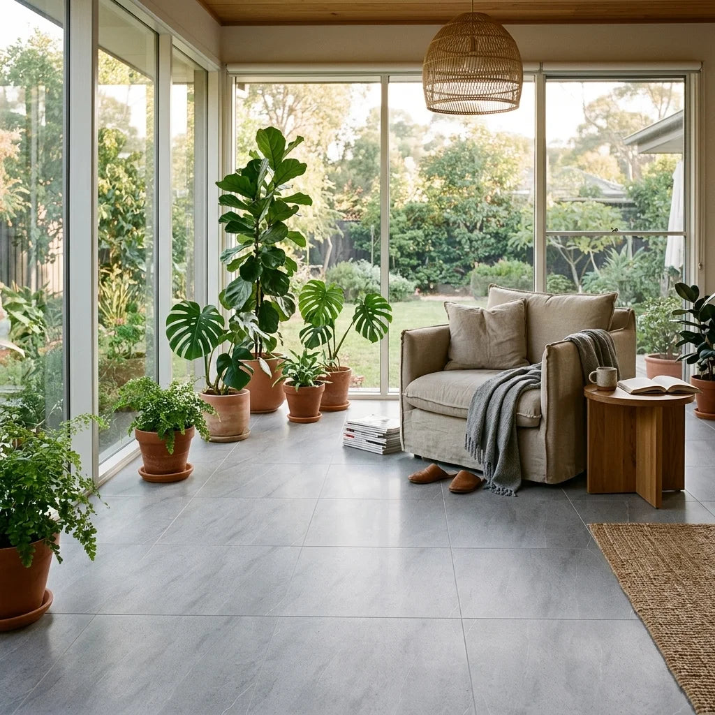 BT574 STONE M GREY 600X600 POLISHED — sunroom / garden room